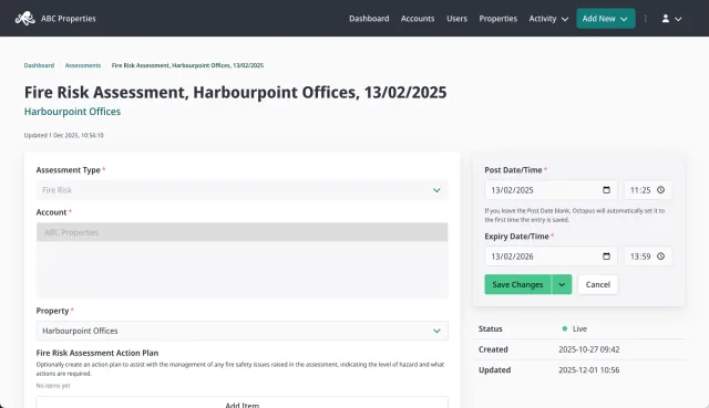 Octopus fire risk assessment